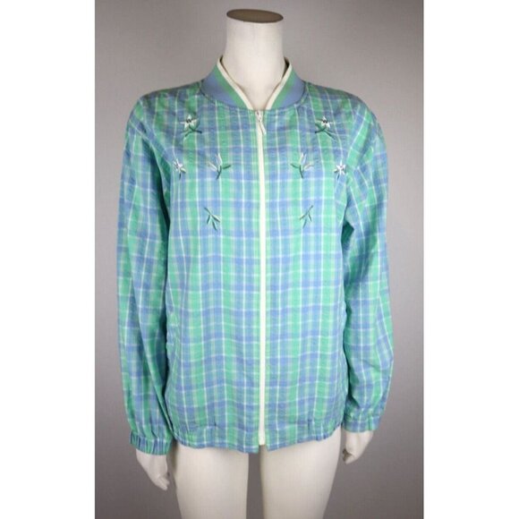 WOMEN'S BLUE & GREEN PLAID LIGHTWEIGHT JACKET - BLAST - SIZE PS - Picture 1 of 8